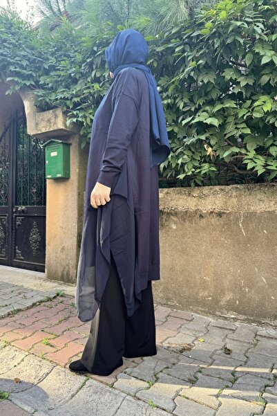 Ghisa Dark Navy Blue Chiffon Sweater Cardigan - 5Kobhrk3669