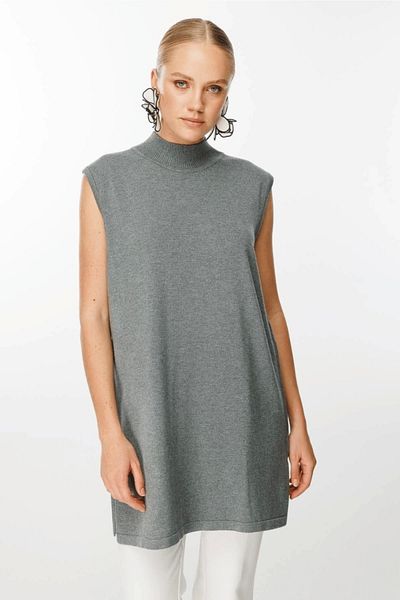 Ghisa Gray Sleeveless Knitwear Tunic