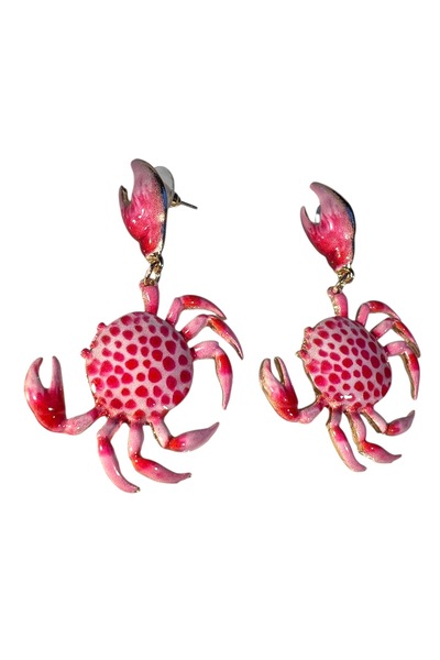 Bo Takı ve Aksesuar Pembe Renk Yengeç Model Küpe