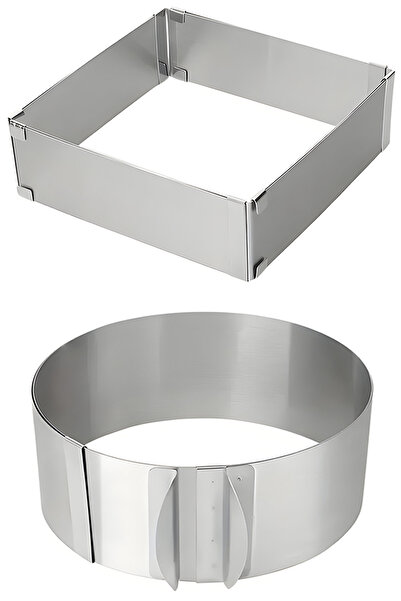 Selenica 2'li Ayarlanabilir Kek Pasta Kalıbı Dikdörtgen Ve Daire 8 Cm Derinli...