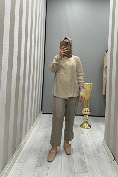 MissWhence Stone Colored Silk Jacket - 35208 Model