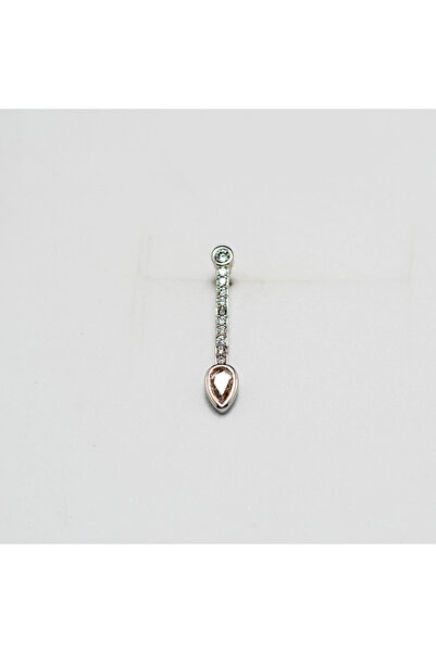 Piercing by Sever Şeffaf Taşlı Model Çelik Piercing Gümüş/Silver Renkli (TRAG...
