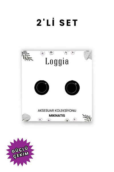 Loggia Scarf and Shawl Magnet Shiny Black 2 Pairs - Head Scarf Holder Women's Hijab Accessory Magnet
