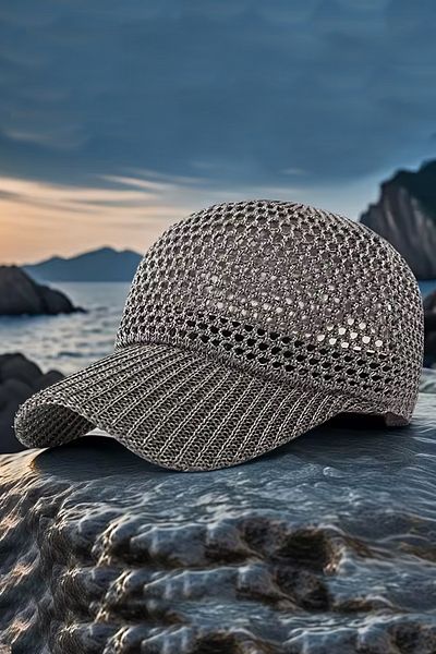 FASHION COCKTAIL Glittery Glitter Knitted Neck Adjustable Cap Visor Breathable Summer Mink Hat