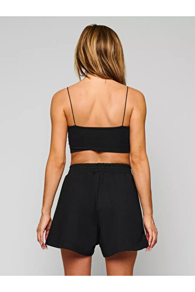 Gökçe Kaplan Store Γυναικείο σορτς από κρεπ ύφασμα Loose Cut με φαρδύ πόδι με ελαστική μέση