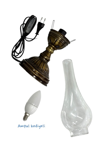 YILDIZ Otantik Masaüstü Gaz Lambası | Dekoratif ve Şık Masa ve Komodin Aydınlatması | Ampul Hediyeli 💡