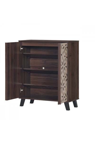 Generic Shoe Cabinet with 4 Shelves, 2 Doors, Dark Brown