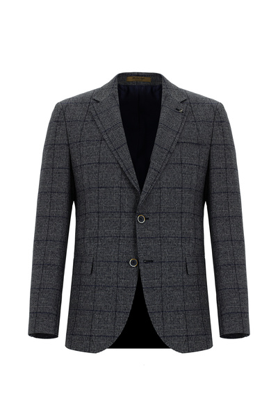 Abdullah Kiğılı Slim Fit Slim Fit Italian Plaid Wool Jacket