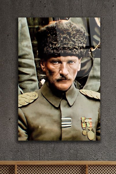 ACRES Atatürk Cam Tablo - Atatürk Portresi Dekoratif Cam Tablo