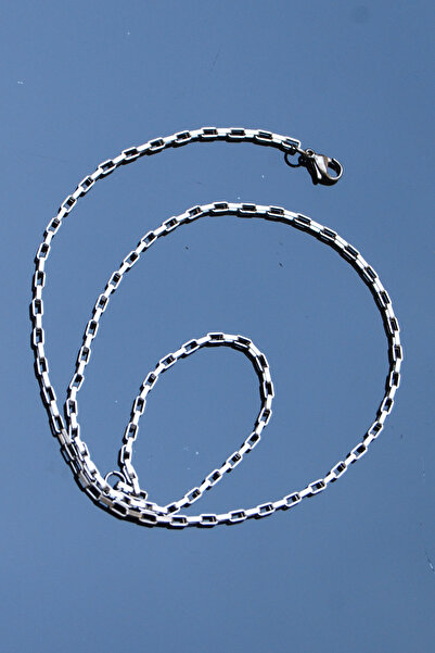Rua Jewelry Çelik Dikdörtgen Geçirmeli Zincir Paslanmaz Çelik Kolye Gümüş Ren...