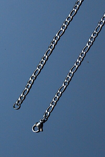 Rua Jewelry Figaro Model Chain Stainless Steel Necklace Silver Color - 65cm - 4mm 2 Years Warranty