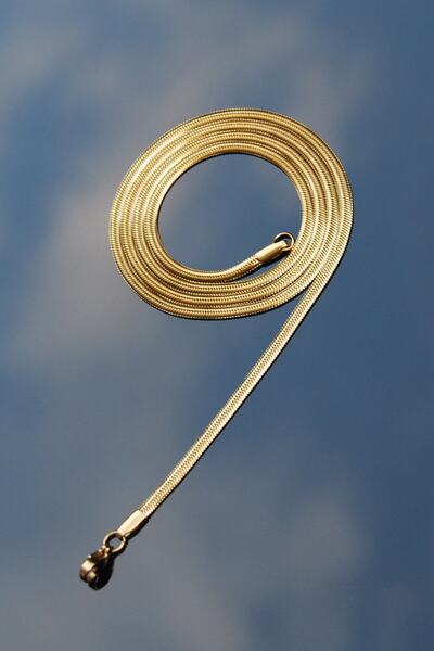 Rua Jewelry Çelik Italyan Yassı Yılan Kolye 3 Mm Altın Renk | Kararmaz , Unisex , 2 Yıl Garantili