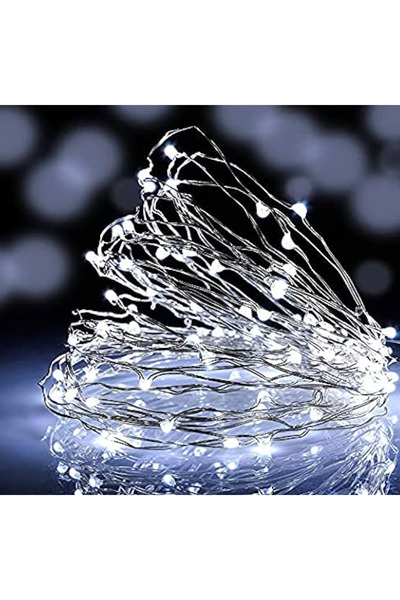 borayris 10 Metre Dış Ortam Beyaz Solar Güneş Enerjili 100 Peri Led Bahçe Ayd...