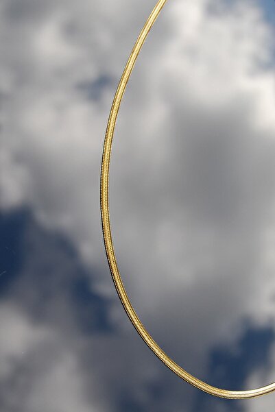 Rua Jewelry Çelik Italyan Yassı Yılan Kolye 3 Mm Altın Renk | Kararmaz , Unisex , 2 Yıl Garantili