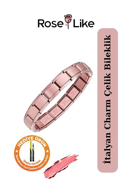 RoseLike Italian Charm Bracelet - Without Writing - Dusty Rose