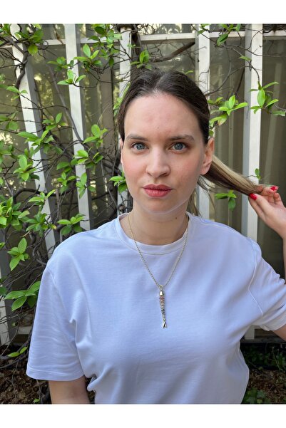 MODA Renkli Taşlı Balık Figürlü Altın Renk Kolye – Sallantılı Modern Tasarım ...