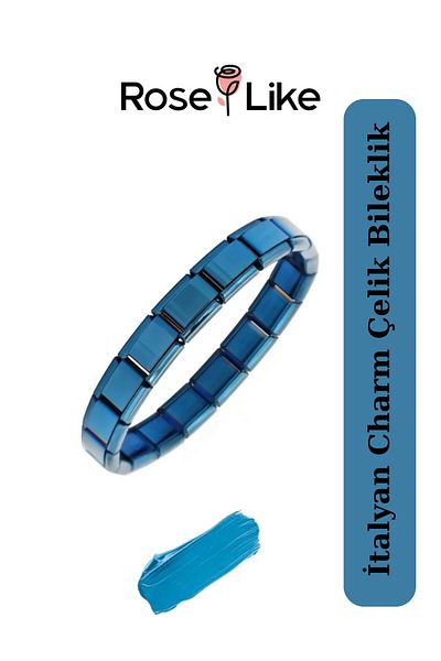 RoseLike Italian Charm Bracelet - Without Text - Blue