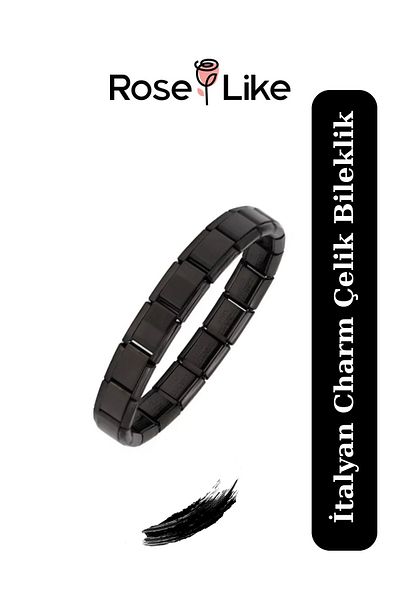 RoseLike Italian Charm Bracelet - Without Text - Black