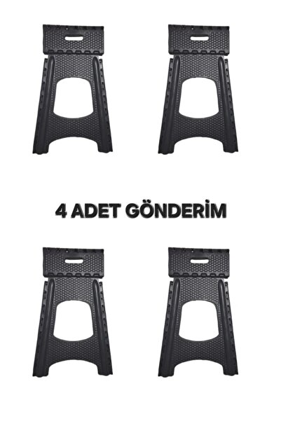 AradığınBurda 4 Adet Siyah Katlanır Tabure Plastik Sağlam Malzeme