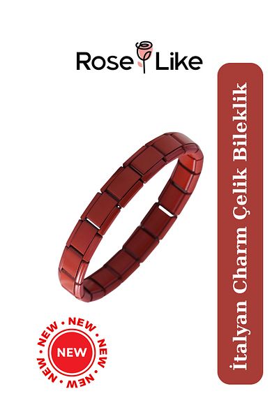 RoseLike Italian Charm Bracelet - Without Text - Matte Red