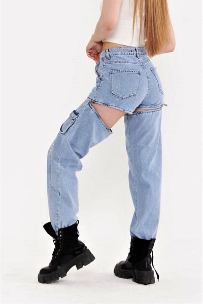 THIMOON Women's Zipper Combo Jeans and Shorts