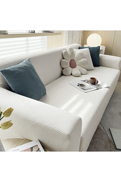 HaNemCe Likrali Streç Lastikli Esnek Yikanabilir Kare Desen Üç Kişilik Koltuk Örtüsü Koltuk Kılıfı