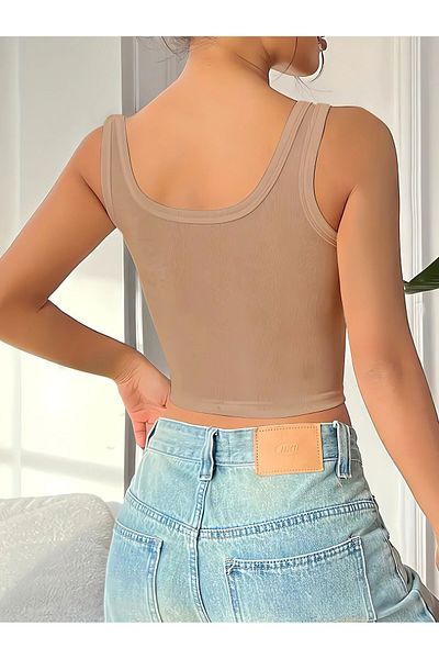 SHİBA Bluză Crop Twill Guler pătrat Atlet Vision