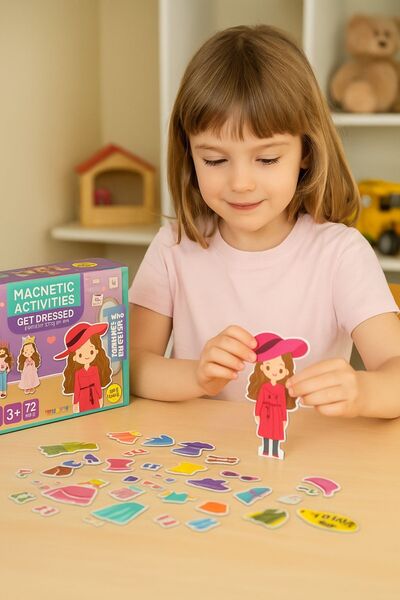 TOYFEST Manyetik Parçalı Eğitici Eğlendirici Kız Giydirme Kombin Yapma Aktivi...
