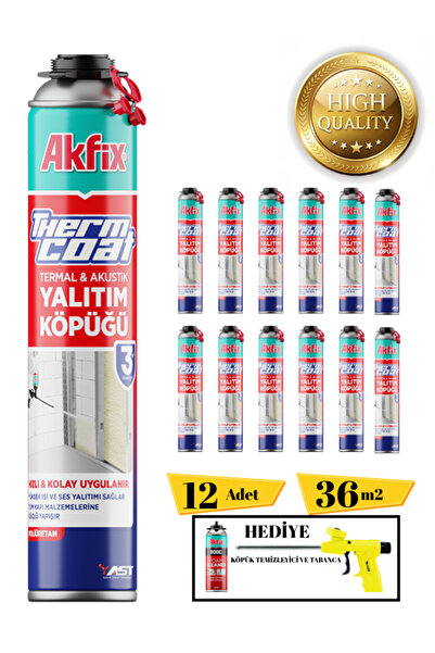 Akfix Thermcoat Poliüretan Isı Ve Ses Yalıtım Köpük (TABANCALI KULLANIM) 12 Ad. Tabanca Ve Temizleyici