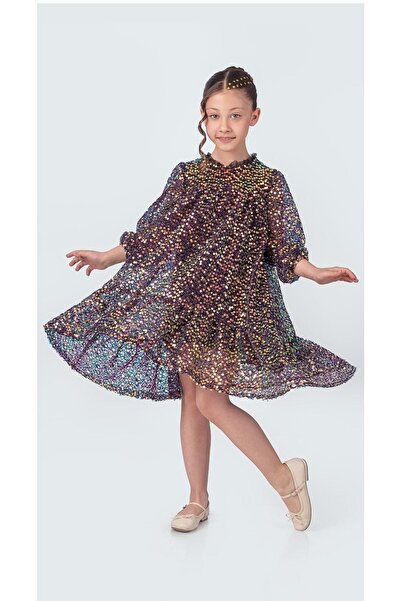 Mnk Baby&Kids Likio Vintage Payet Kız Çocuk Abiye M00739 MÜRDÜM