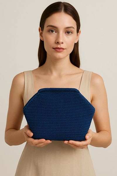 La Merry MuMonde Blue Handmade Knitted Bag