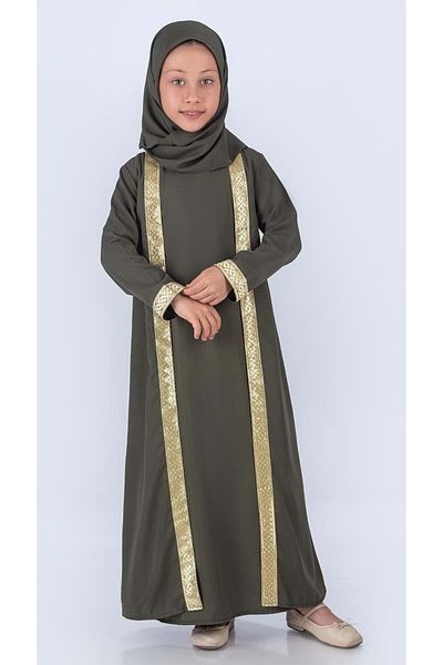 Mnk Baby&Kids Rochie de rugăciune hijab din țesătură de mătase Medina cu eșarfă M00742 verde