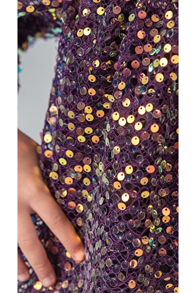 Mnk Baby&Kids Likio Vintage Payet Kız Çocuk Abiye M00739 MÜRDÜM