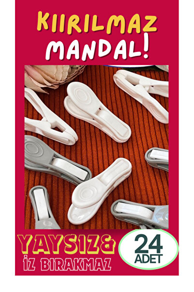 NOY 24 Adet Kırılmaz Mandal Yaysız Mandal Slikon Mandal İz Yapmaz Mandal
