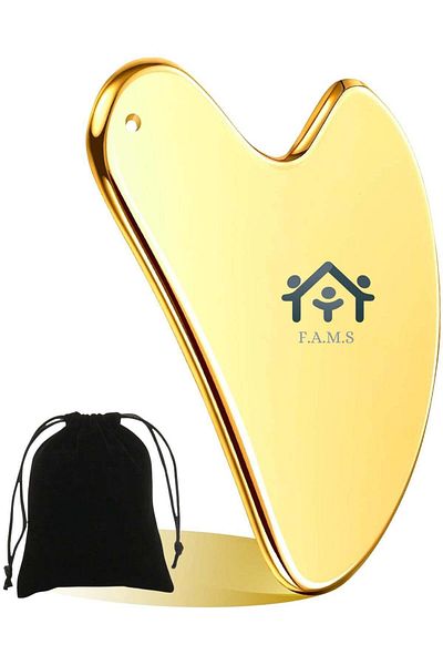 F.A.M.S Stainless Steel Gua Sha Facial Tools, Reduce Puffiness, Lymphatic Drainage, Facial Tension