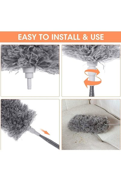F.A.M.S Extra Long Microfiber Duster, Pole Extendable, 30 To 96 Inches, Bendable, Washable