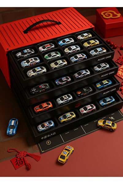 F.A.M.S مجموعة ألعاب سيارات مصبوبة للأطفال - 48 سيارة معدنية صغيرة فريدة مع حقيبة تخزين في المرآب