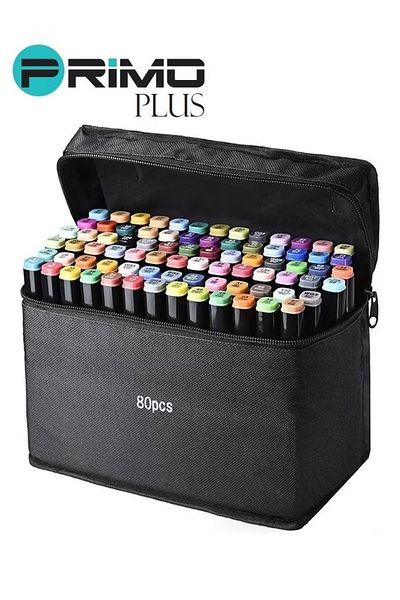 Primo Plus 80 Colors Markers Dual Tip Art Markers for Kids & Artist  with Carry Case