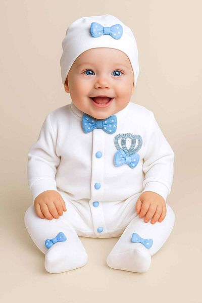 Sitilin Baby Boy Bow Tie King Stone Fancy Jumpsuit Set 0-3 Months Stl7016