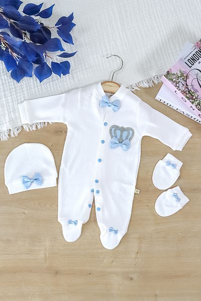 Sitilin Baby Boy Bow Tie King Stone Fancy Jumpsuit Set 0-3 Months Stl7016