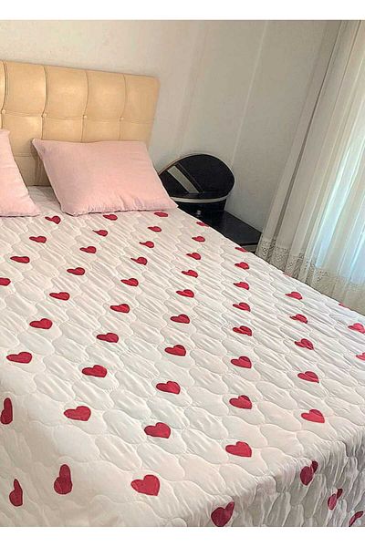 Özyuvam Quilted Cotton Fiber Filled Double Sided Heart Patterned Pique