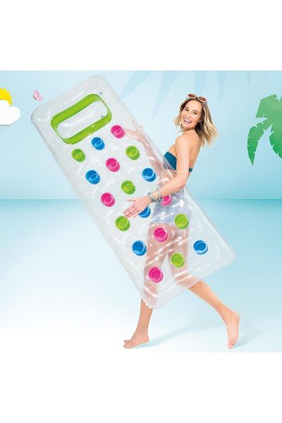 Intex Sea and Pool Mattress - Inflatable Mattress with Cup and Window, 188x71 cm