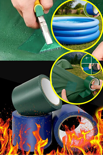 TOYFEST Su Geçirmez Kuvvetli Yapışkanlı Yanmaz Güçlü Dayanıklı Bant Su Borusu Çadır Tente Tamir Bandı - 5 MT