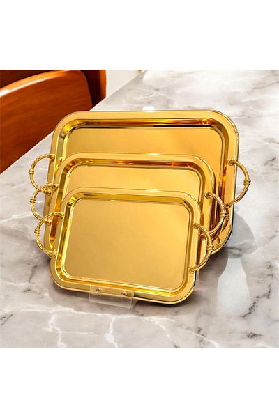 aljahwari 3piece gold serving tray set