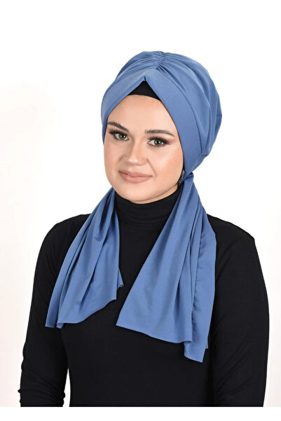 Gültopu Eşarp & Şal Kadın Dubai Bone Şal, Günlük Düz Mavi Renk Baş Örtüsü Tes...