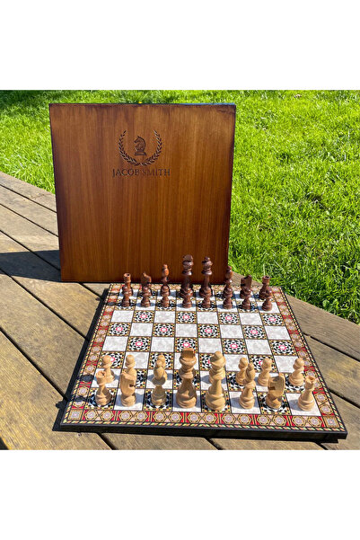 MSMETICARET Desenli Kişiye Özel Ahşap Satranç Seti Desenli Xxl | Yenigün |