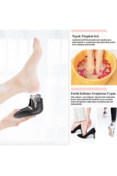 VERYFİT Şarj Edilebilir 2 Kademeli 3 Başlıklı Yıkanabilir Nasır Giderici Ayak Bakım Seti Ayak Törpüsü