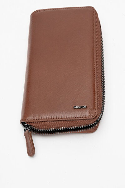 Grande Gd 1780 Γνήσιο Δερμάτινο Μακρύ Πορτοφόλι Καφέ