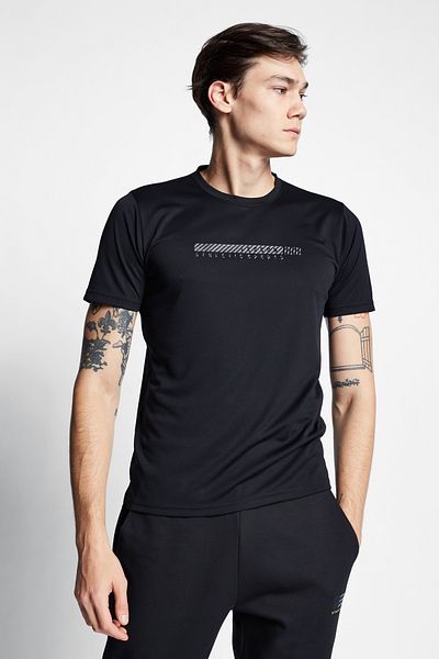 Lescon Tricou negru pentru bărbați cu mânecă scurtă 22B-1103