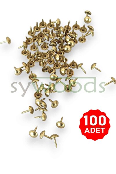 sywoods Mini kabara raptiye 6.5 mm 100 adet koltuk sandalye ahşap dekorasyon aksesuar sarı renk
